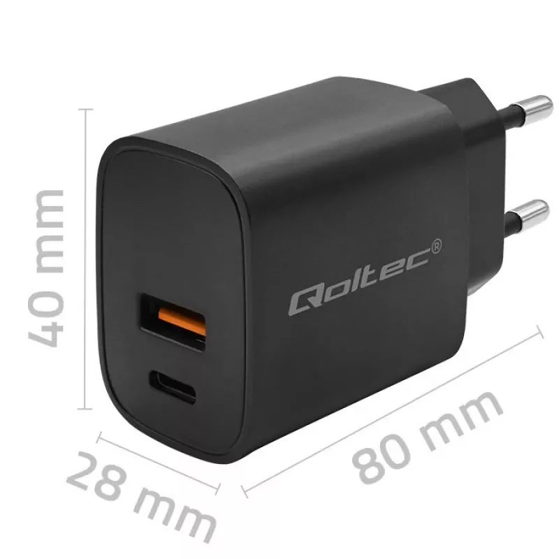 Netzteil QOLTEC 52377 GaN 30W Ausgang 5–20V für tragbare Geräte