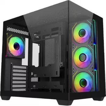 PC-Gehäuse Cooler Master Elite 681 (E681-KHNN-S00) ATX Midi Tower, Schwarz, 1×3,5 Zoll + 2×2,5 Zoll, 2×USB 3.0, 4×120mm ARGB, Seitenfenster aus gehärtetem Glas