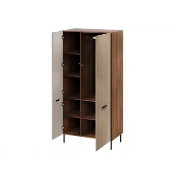 Kleiderschrank Cama Meble ALMERA Cama 5 90x52x185 cm, Walnuss-Rahmen, Kaschmir-Türen, 6 Einlegeböden