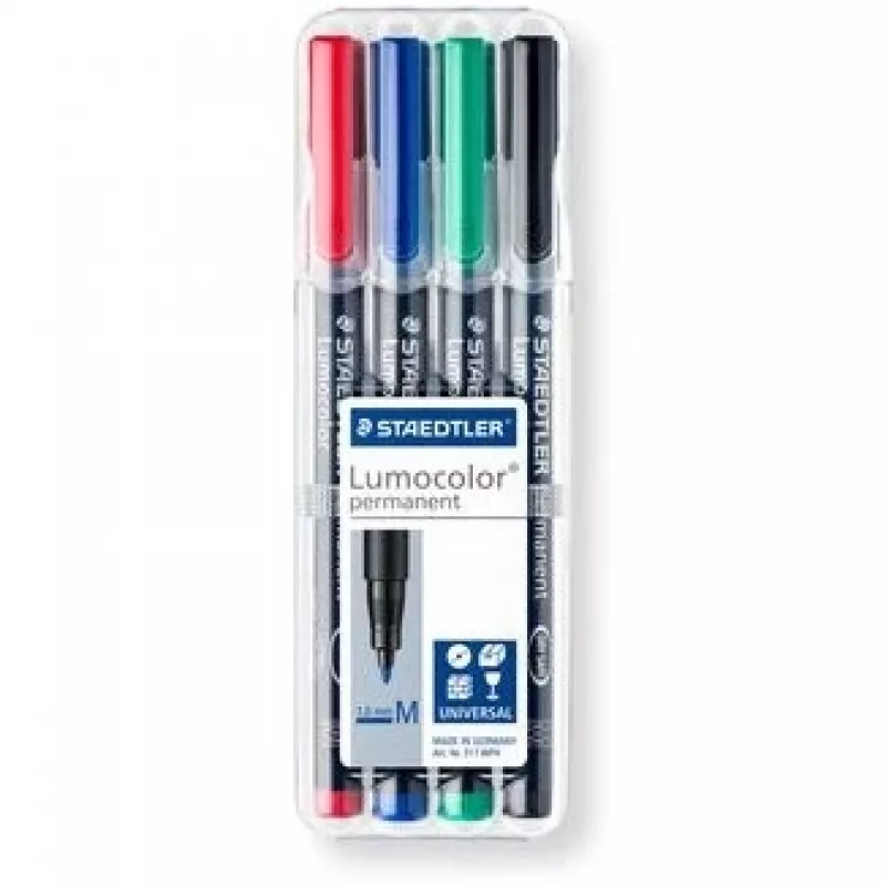 Permanentmarker Staedtler Lumocolor 317 WP4 Schwarz, Blau, Grün, Rot