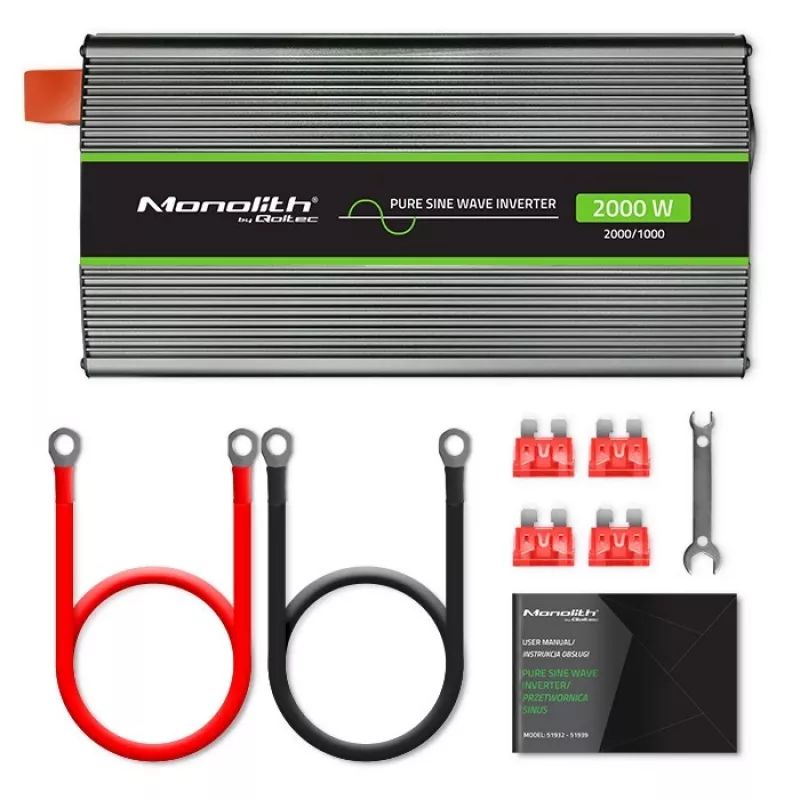 Auto-Wechselrichter Qoltec Monolith 2000 W Schwarz 12 V