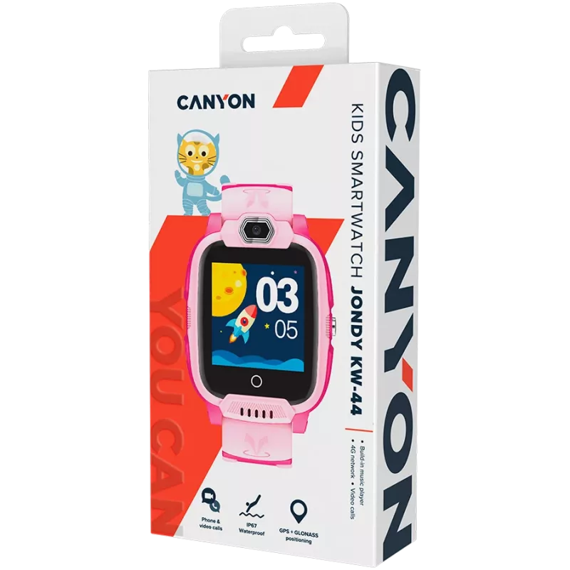 CANYON Kinderuhr Jondy KW-44 4G Kamera GPS Musik Pink