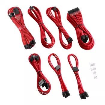 CableMod Kabel Kit C-Series PRO ModMesh RM Schwarz Label CM-PCSR-16P3KIT-NKR-R – gesleevte Netzteil- und GPU-Kabel, ModMesh, rot