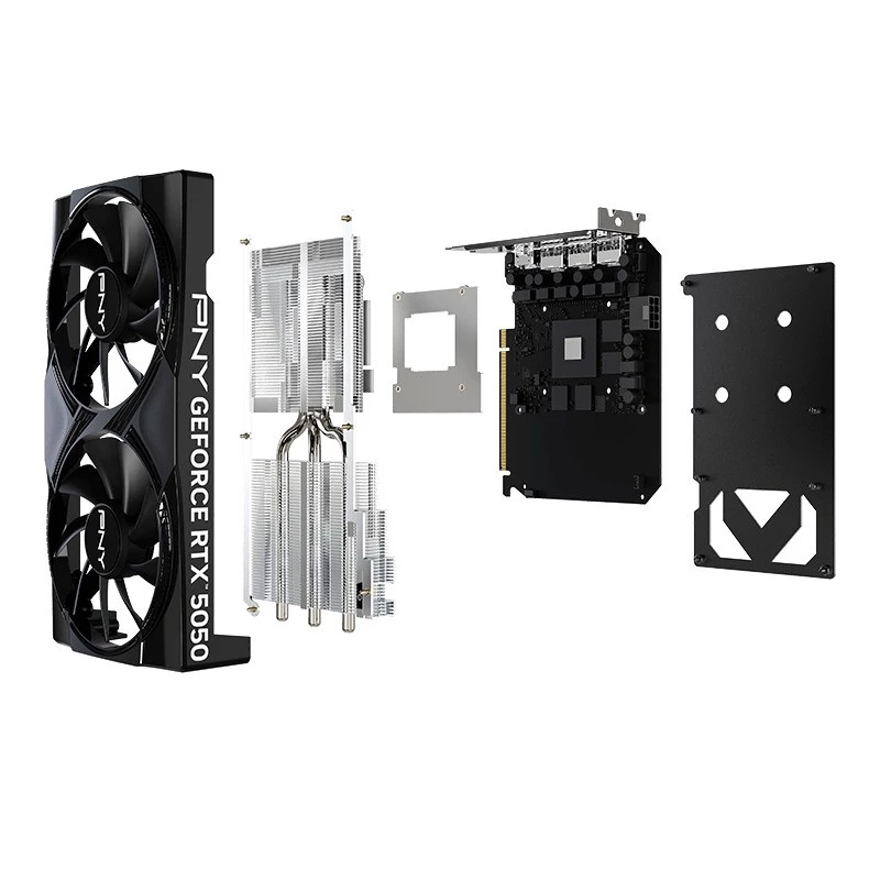 Grafikkarte PNY GeForce RTX 5050 – 8 GB GDDR6, 2317 MHz, 128-Bit, PCIe x8 5.0, Dual-Fan-Kühlung