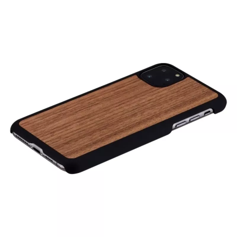 Smartphone-Hülle man and wood für iPhone 11 Pro Max — schwarze Walnuss, Holzrückseite, Schutzrahmen