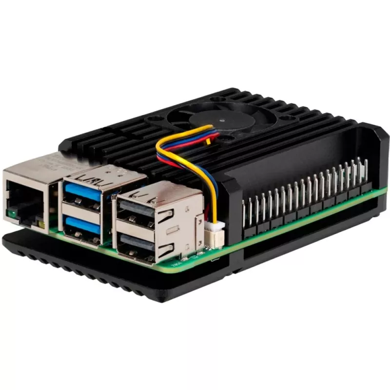 Joy-IT Armor Case BLOCK ACTIVE SBC-Gehäuse geeignet für Entwicklungsplatinen Raspberry Pi (RB-AlucaseP5-07FAN)