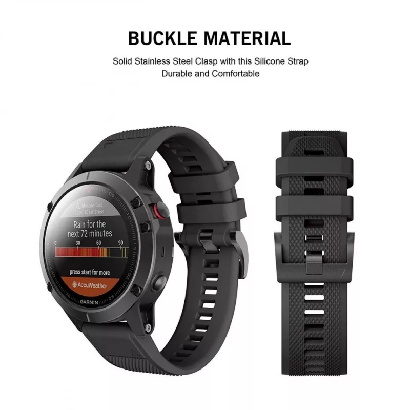 Uhrenarmband Tech-Protect für Garmin Fenix Serie — kompatibel mit Fenix 3, 5X, 3HR, 5X Plus, 6X, 6X Pro, 7X — Schwarz
