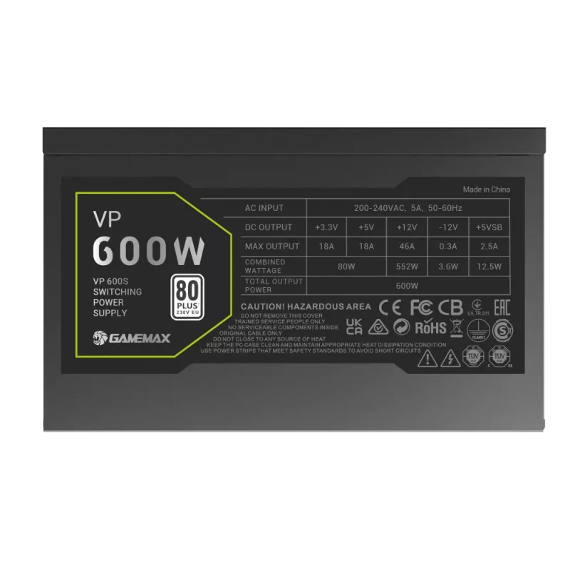 Gamemax Netzteil, 80 PLUS, Standard | VP 600S | 600 W