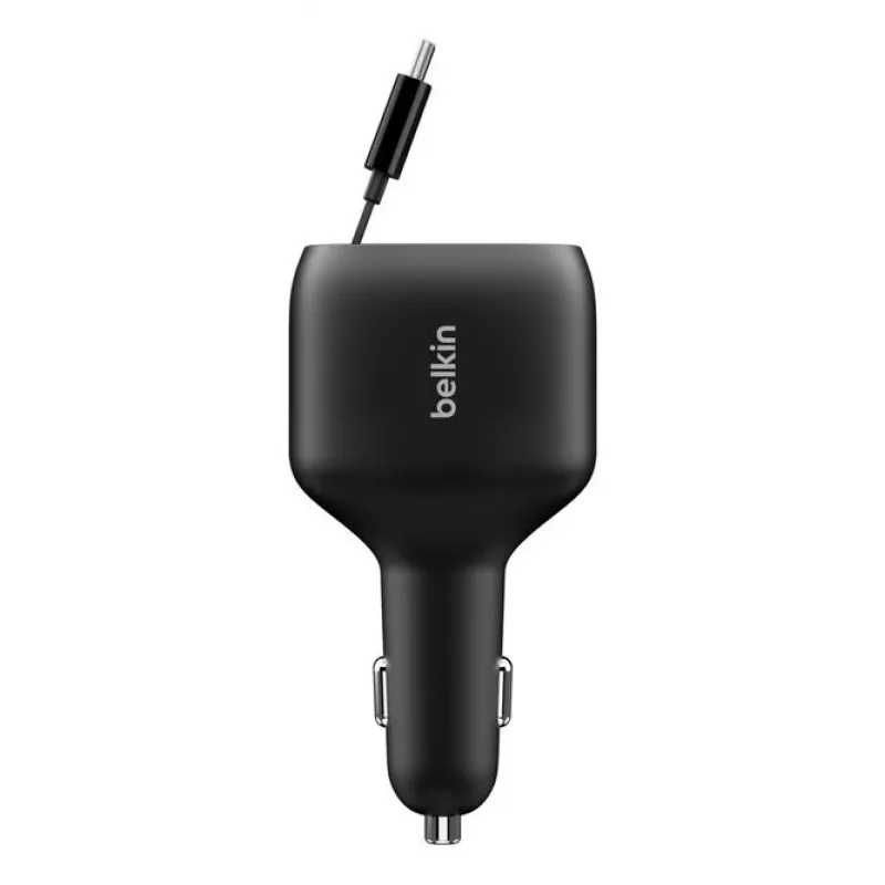 Belkin 75W 2-Port w Retractable USB-C Cbl Car - Kabel (CCC001HQBK)