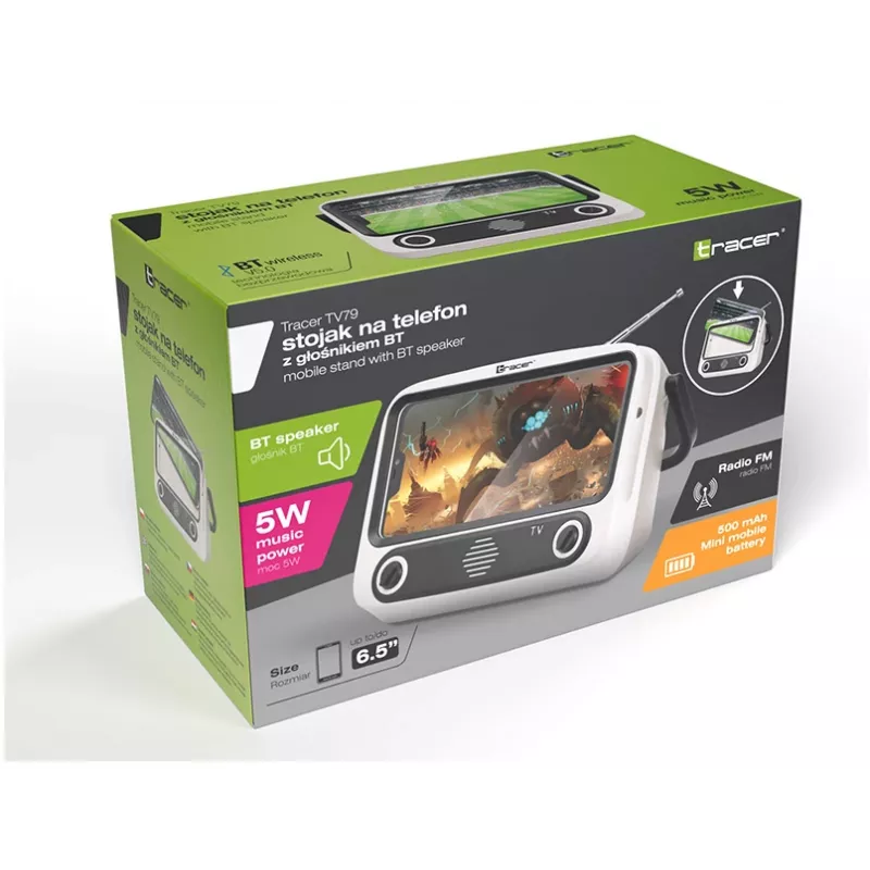 Mobiler Ständer TRACER T-MLX48046 mit Bluetooth-Lautsprecher, verstellbare Telefon-/Tablet-Halterung