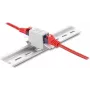 Kupplung DELOCK RJ45 Cat.6A Buchse-zu-Buchse mit Staubschutzabdeckung, geschirmt, Hutschienenmontage, Grau/Weiß