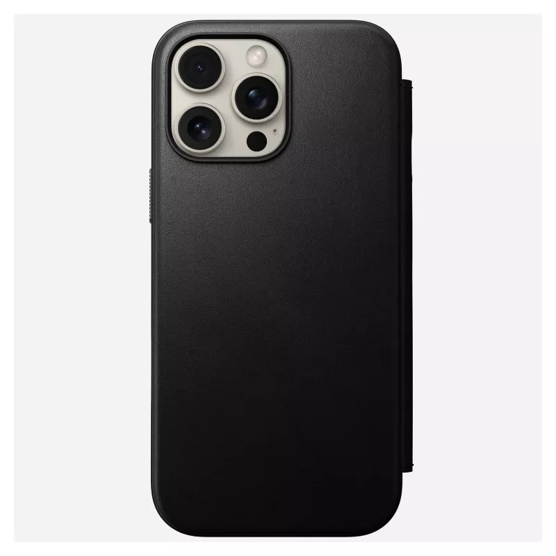 Folio-Handyhülle Nomad NM01675785 für Apple-Handys, passend für bis zu 17,5 cm (6,9 Zoll), Schwarz, 3 Kartenfächer, Tischaufsteller
