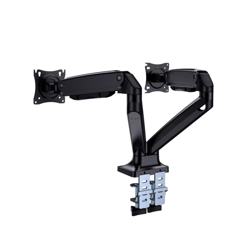 Monitor-Halterung GEMBIRD MA-DA2-03 für Bildschirme bis 35 Zoll, Tischklemme, VESA 75x75–100x100, 20 kg, schwarz, Dual-Display