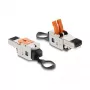 DELOCK RJ45-Stecker mit Klemmverschluss 2-polig +/− werkzeugfrei, Composite-Power-Anschluss, Stecker, schwarz/Edelstahl
