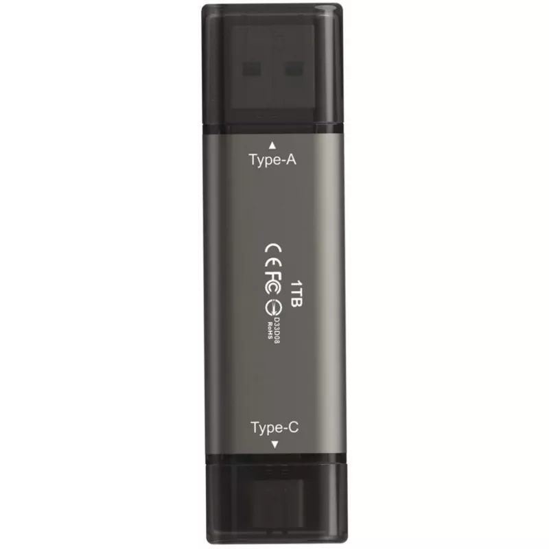 TeamGroup X2 MAX 1 TB Dual-USB-A/USB-C-Stick, USB 3.2 Gen 2, Titan/Schwarz