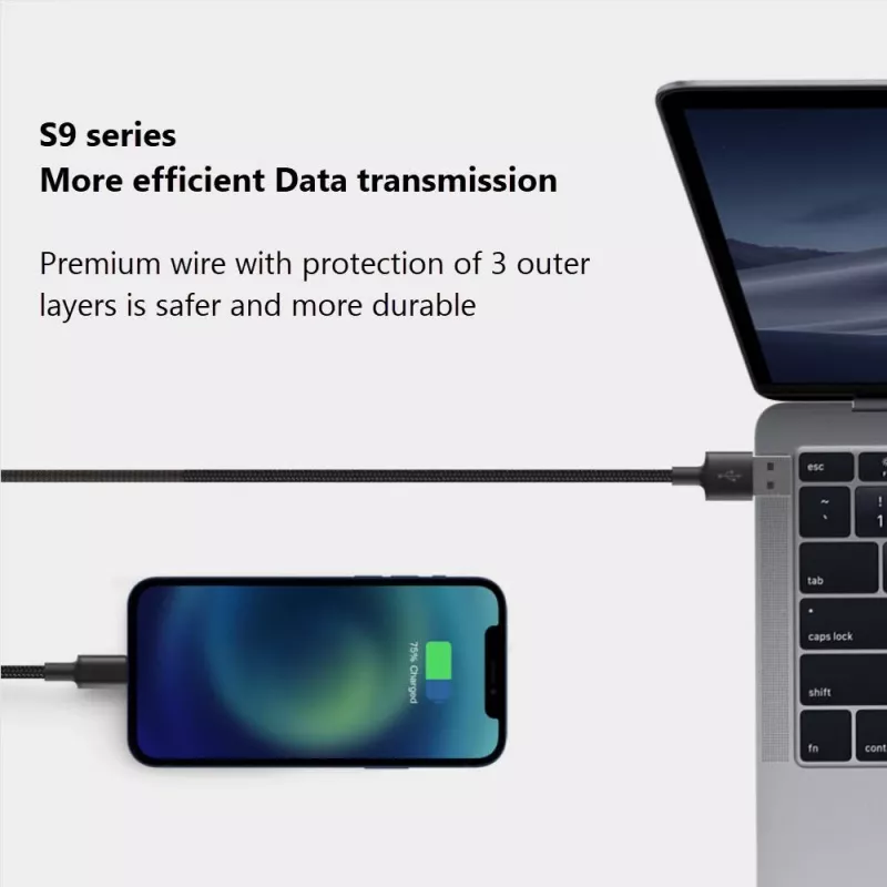 USB-A auf Lightning Kabel Orsen S9L 1 m 2,1A — schwarz