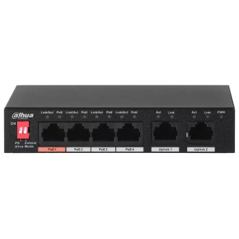 Dahua Technology PFS3006-4ET-60 Unmanaged L2 Fast Ethernet (10/100) Power over Ethernet (PoE) Schwarz