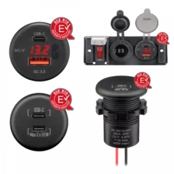 RAM Mounts Einbaucharger Bare Wire Ends USB-A/USB-C (560001)