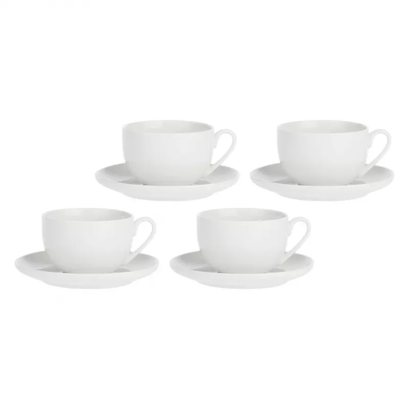 LA PORCELLANA BIANCA CORTE Set mit 4 Tassen und Untertassen 450 ml