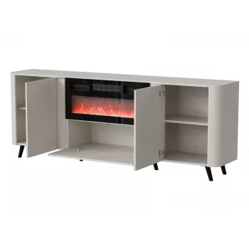 Kommode Cama Meble Volare 200 x 39 x 75 cm, Cashmere-Finish, Spanplattenkorpus, integrierter Kamin