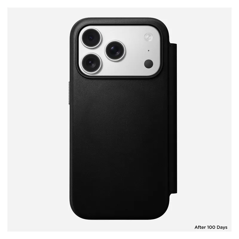 Handyhülle aus Leder Nomad Modern Leather Folio Cover für iPhone 17 Pro, 16 cm (6,3 Zoll), schwarz, 4 Kartenfächer