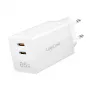 Dualer USB-Steckdosenadapter 65W, 2xUSB-C, weiß
