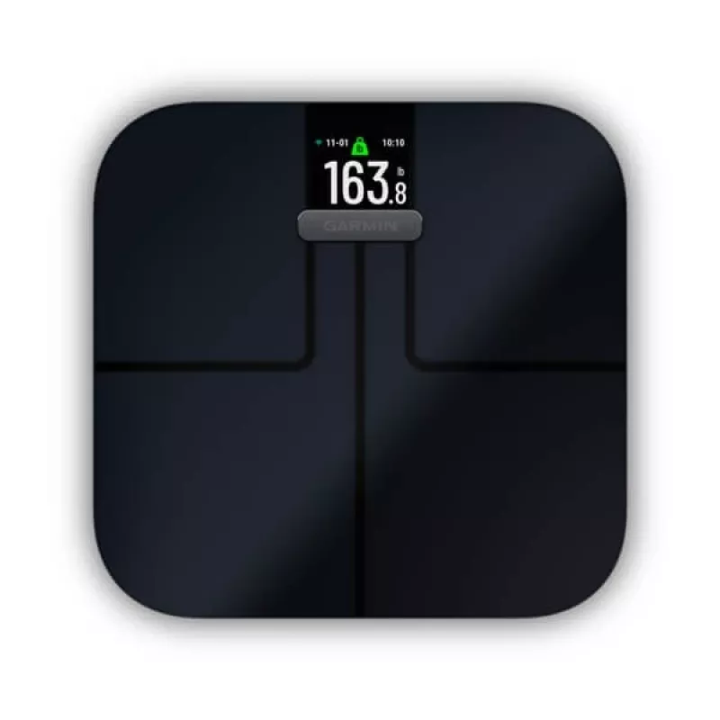 Elektronische Personenwaage GARMIN Index S2 — schwarz, max. 181,4 kg, Wi‑Fi/Bluetooth, Körperzusammensetzung