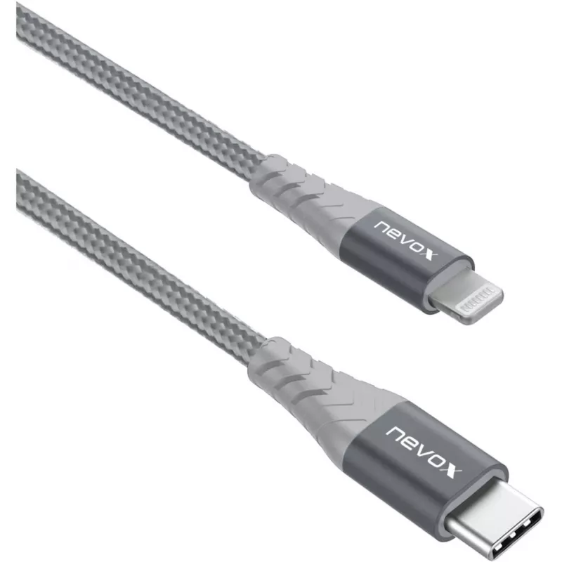 USB 2.0 Adapterkabel, USB-C-Stecker > Lightning-Stecker (Silber/Grau, 1 Meter, PD, ummantelt)