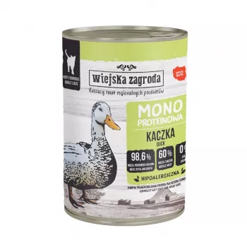 Nassfutter wiejskazagroda Monoprotein Ente 400 g — Einkomponentenprotein-Entenpastete, ausgewachsene Katzen, 77,8 % Feuchtigkeit