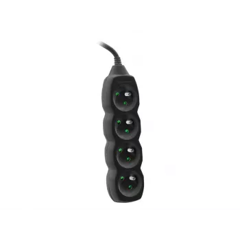 Tracer PowerCord Verlängerungskabel, 4 Steckdosen, 3 m, Schwarz