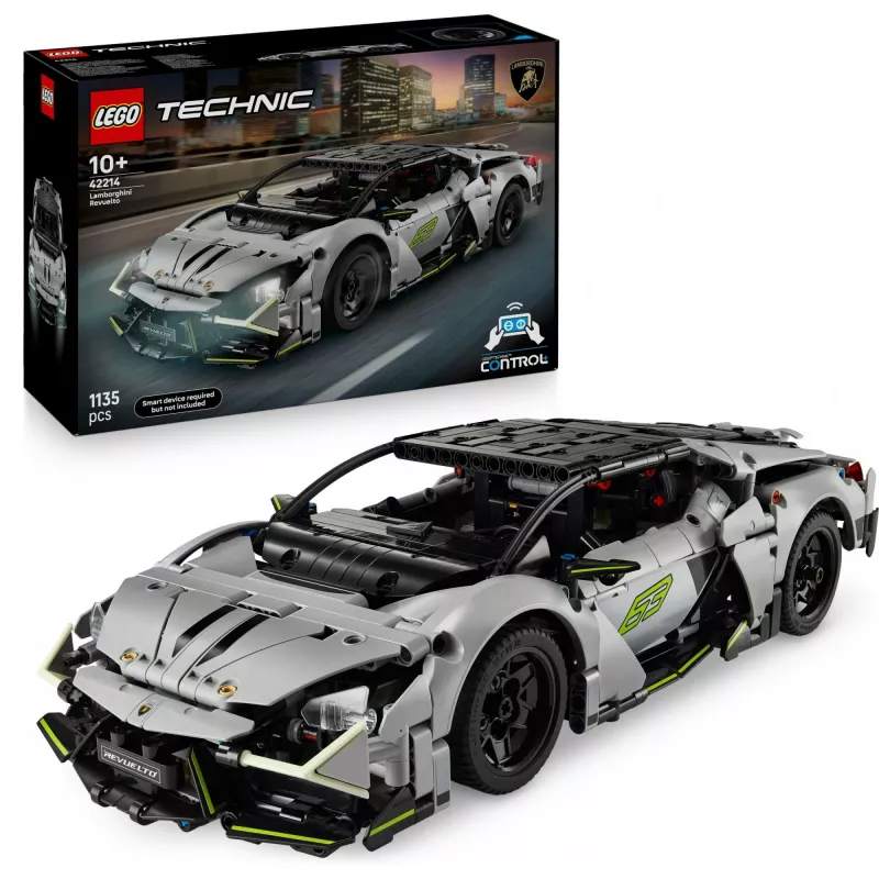 LEGO Technic Supercar Lamborghini Revuelto 42214 — 1:10 scale detailed model kit, 1,135 pieces