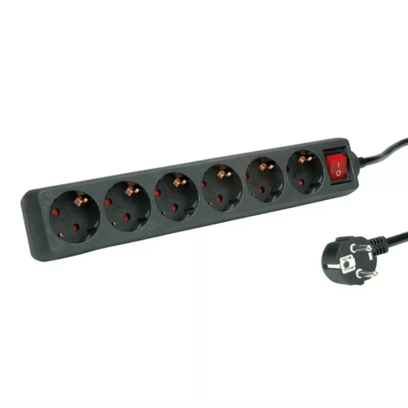 Power Extension ROLINE 19.07.1075 3 m 6 AC Outlet Indoor Schwarz