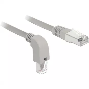 DeLOCK - Patchkabel - RJ-45 (M) nach unten abgewinkelt auf RJ-45 (M) - 50cm - S/FTP - CAT 6a - geschirmt, halogenfrei - Grau (85873)