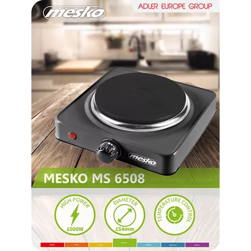 Mesko Home MS 6508 Kochfeld Schwarz Tischgerät Plattenkochfeld 1 Zone(n)