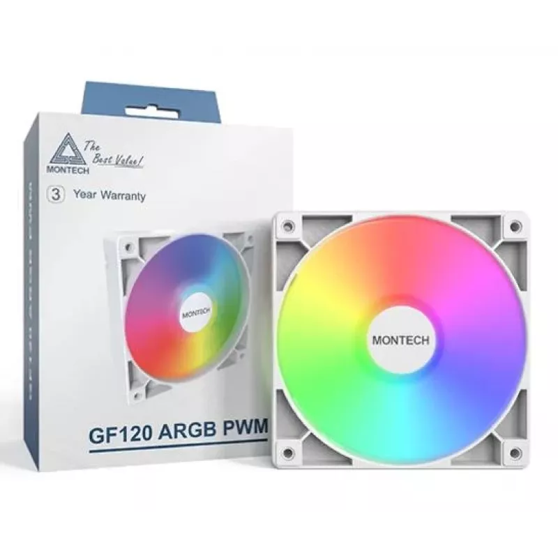Montech GF120 V2 ARGB Computergehäuse Lüftermodul 12 cm Weiß 3 Stück