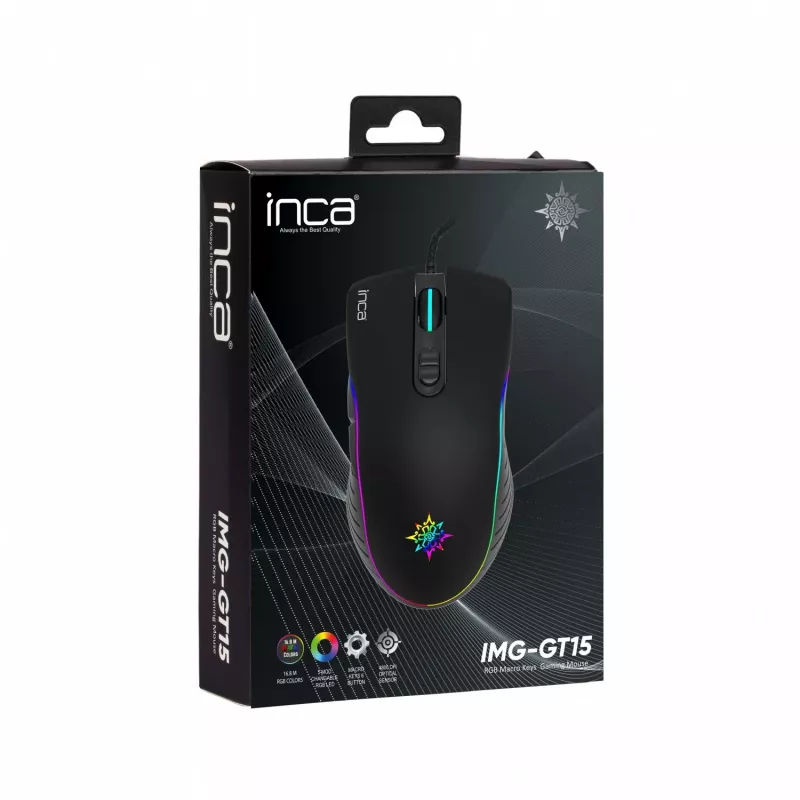 INCA Gaming-Maus IMG-GT15 4800 DPI, RGB, 7 Tasten, USB, SW Retail