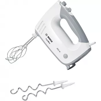 Handmixer Bosch MFQ36400 — 450 W, 5 Geschwindigkeiten, Turbo, 1,3 m Kabel, grau/weiß