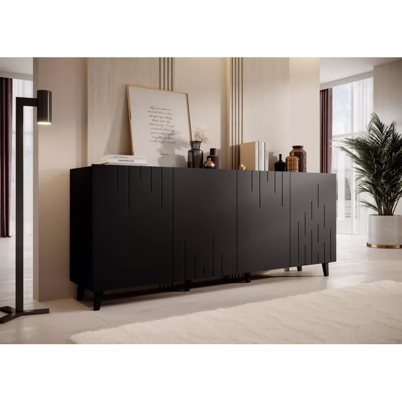 BARI Kommode 200x42x82 schwarz matt