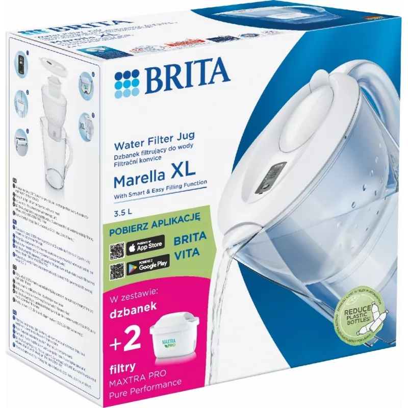 Wasserfilterkanne BRITA Marella XL mit 3,5 L Kapazität und 2 Maxtra+ Pro Kartuschen