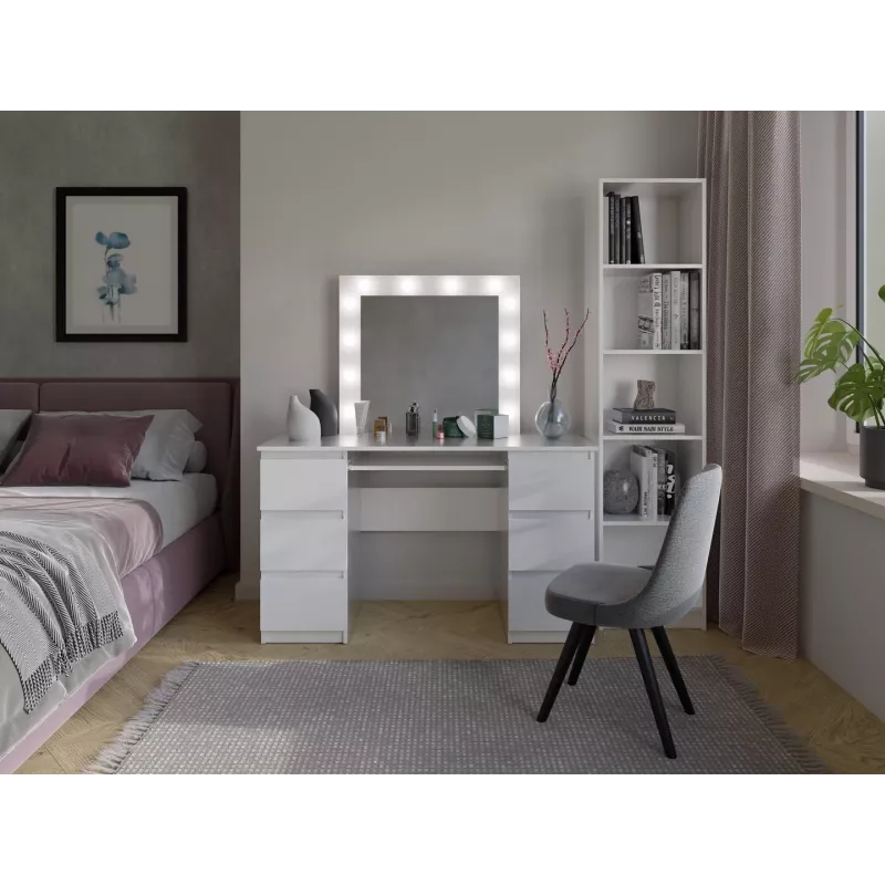Schlafzimmer-Frisiertisch Top e shop Z.KUBA MARINA L BIEL — weiße Spanplatte, 6 Schubladen, 1300×510×1460 mm