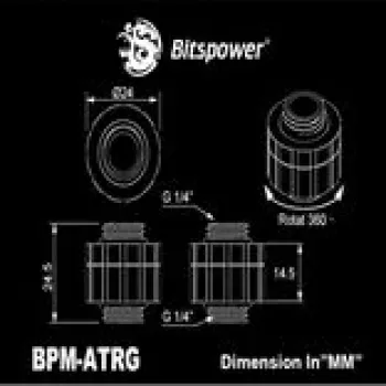 BitsPower Artemis Rotary Extender Arctic-Wei — drehbarer Kabel-/Steckverbindungsverlängerer für PC-Wasserkühlungsanschlüsse
