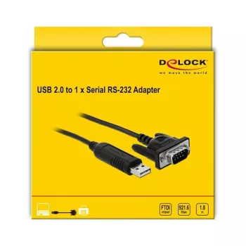 Serielles Kabel DeLOCK 66282 Schwarz 1,8 m RS-232 USB Typ-A