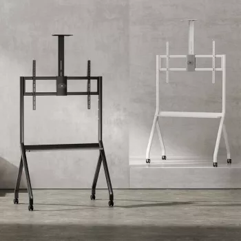 TV-Ständer MACLEAN MC-114 B tragbarer Bodenständer für 55–100 Zoll Bildschirme, max. Belastung 120 kg, VESA 200x200–900x600, Höhe 115–152 cm, schwarz, Regal