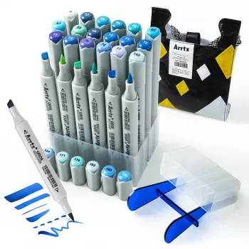Doppelseitige Marker-Stifte Arrtx LC302529, 24 Farben (Blauton-Set)