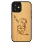 Handyhülle man and wood für iPhone 12 mini — bedruckte Katze mit rotem Fisch