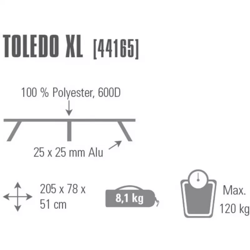 Feldbett Toledo XL 44165, Campingbett Grau