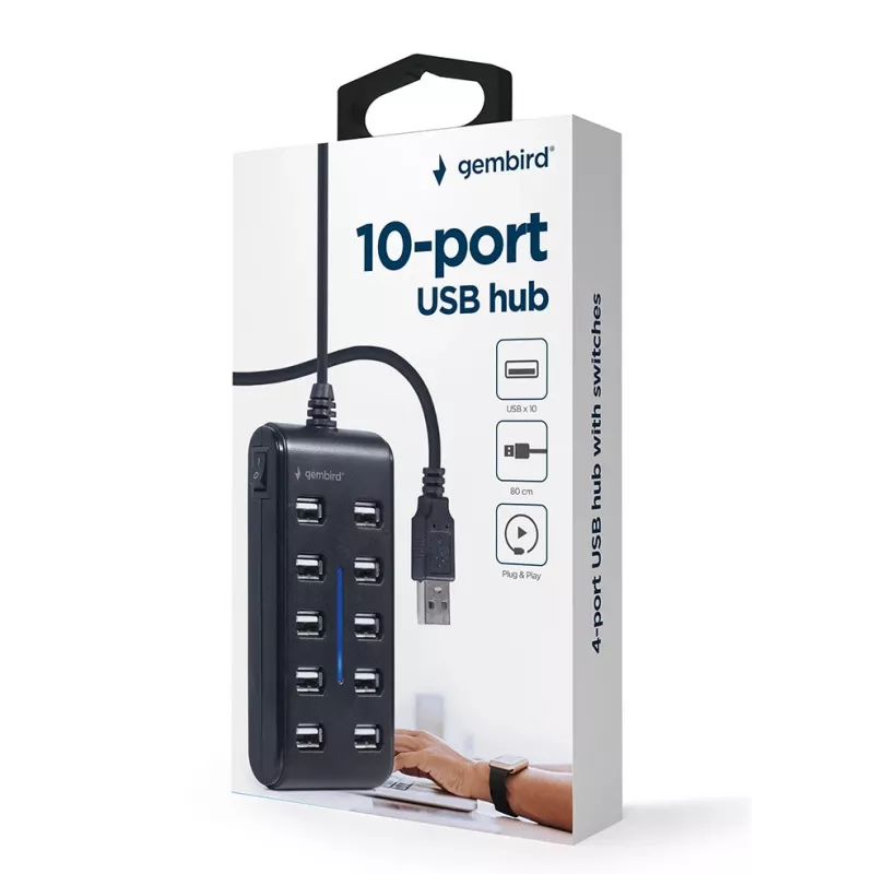 USB-Hub Gembird UHB-U2P10P-01 — 10-Port-USB-2.0-Hub