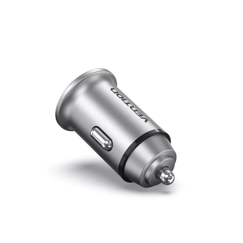 Vention Zwei-Port USB A+A (30+30) Auto-Ladegerät Grau Mini-Stil Aluminiumlegierung Typ