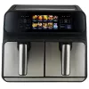 Heißluftfritteuse ProfiCook PC-FR 1287 H — Doppel-8 L, 2200 W, Touch-LED, schwarz/Edelstahl
