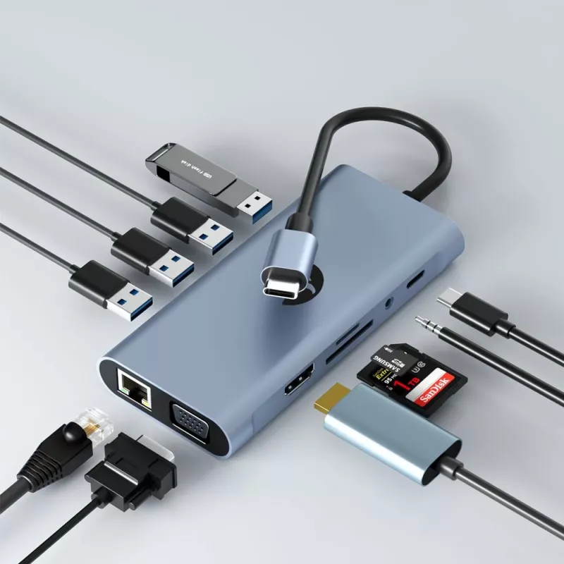USB-C 11-in-1 Adapter Hawk HW-HUB1101 — Multiport-Hub mit 11 Anschlüssen